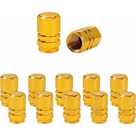 12 Pcs Colorful Aluminum Alloy Tire Valve Caps Dust Caps (Gold) (1/5)