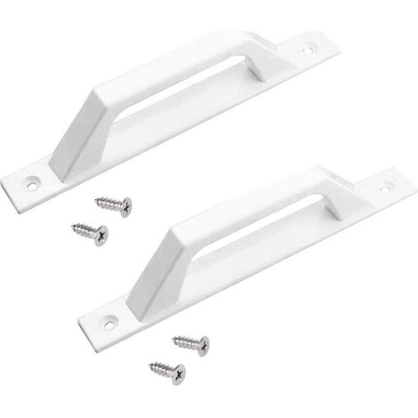(Blanc) Poignée droite blanche en aluminium 2 pièces, adaptée aux portes coulissantes ou aux portes battantes de passage, pratique et confortable (1/4)