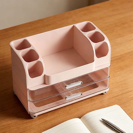 Organisateur de maquillage étanche, grande capacité, vitrine cosmétique avec tiroirs, compartiments pour pinceaux à lèvres, soins de la peau, Roseate (1/5)