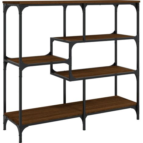 Table d'appoint console pratique avec étagères de rangement 103 x 32 x 95 cm bois d'ingénierie marron et métal DEC031855