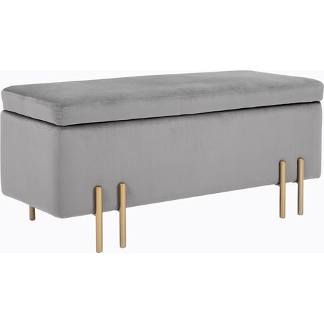 Panca Pouf Contenitore in Tessuto Imbottito 100x40x42 cm Grigio Chiaro (1/5)