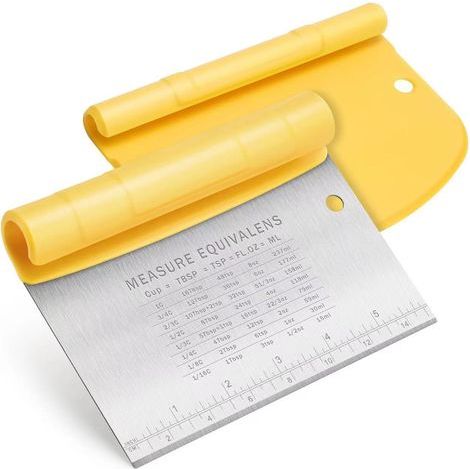 Spatule à pâte en acier inoxydable jaune, coupe-pizza et coupe-pâte (1/5)