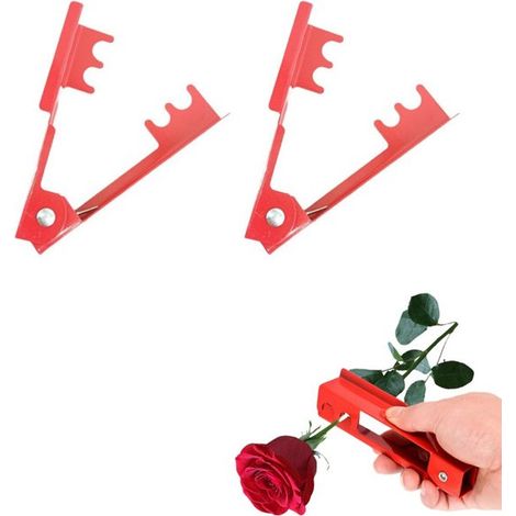 Juego de 2 tijeras para despuntar rosas y quitar hojas (rojas, 14 cm), tijeras de jardinería para floristas y uso doméstico. (1/5)