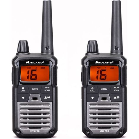Par de walkie talkies gemelos MIDLAND XT70 Pro - Con batería, cargador y clip para cinturón - C1465 (1/4)