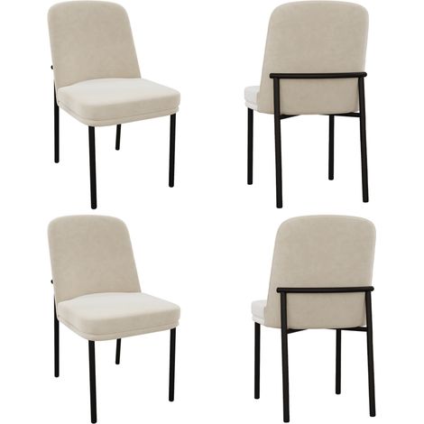 Set di 4 sedie da pranzo in velluto beige con gambe in metallo nero 42,5 x 53 x 82 cm MODENUIT (1/5)