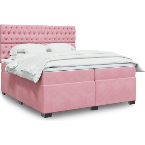 Boxspringbett mit Matratze Rosa 200x200 cm Samt vidaXL