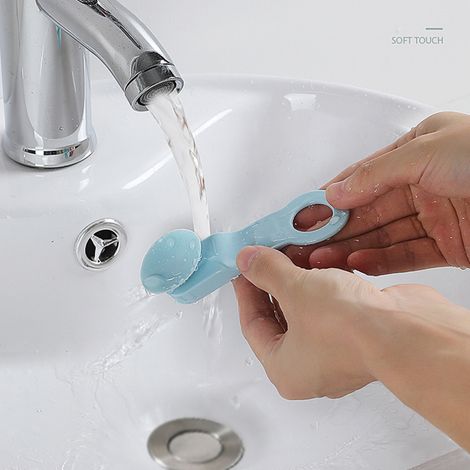 Lot de 2 rehausseurs de couvercle de toilettes, ouvre-lunette WC anti-saleté, poignée adhésive pour soulever l'abattant, bleu clair (1/4)