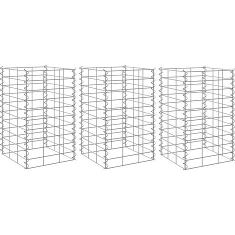 Maison Exclusive - Fioriere Rialzate a Gabbione 3 pz 30x30x50 cm in Ferro (1/5)