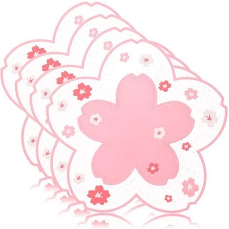 Dessous de Plat - Multiusage - Silicone - Résistant à la Chaleur - Antidérapant - Lot de 4 (Rose) (1/4)