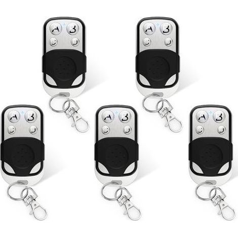 Télécommande universelle de porte de garage 433 MHz (5 pièces) pour ouvre-porte de garage à 4 boutons et couvercle coulissant, pour portail, porte de garage et volets roulants. (1/4)
