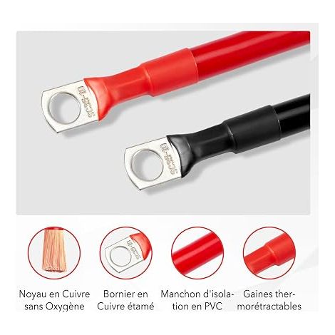 2AWG Battery Cable 35mm2, M10 Connection Battery Cables 70 cm (1/4)