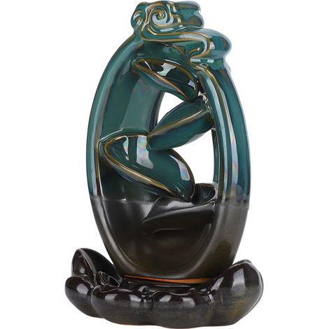 Brûle-encens céramique lotus à reflux, porte-brumisateur déco aromathérapie, ornement maison, base lotus rétro, fumée descendante, 1 pièce (1/5)