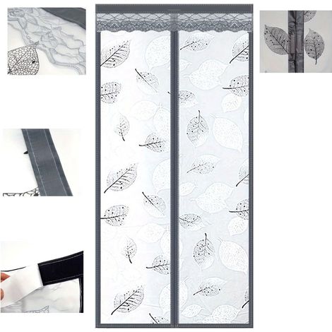 Rideau de porte moustiquaire magnétique — Coupe vent et anti moustiques x H 100 cm 210 cm L Gris (1/5)