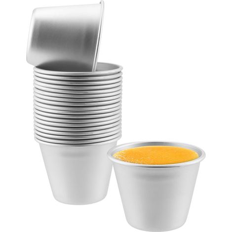 Lot de 20 moules à pudding en aluminium - Petit moule à pudding - Moule à idéal pour pudding, gâteaux, desserts et tartes - Argenté (1/5)