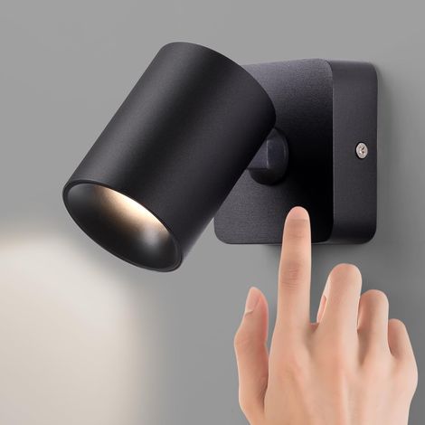 5W LED Indoor Wall Light, Dimmable Touch Wall Lamp, Bedside Lamp, 350°, 3000k Warm White Adjustable Reading Light for Living Room, Bedroom, Stairs, Corridor, Office, Hotels, Black (1/5)