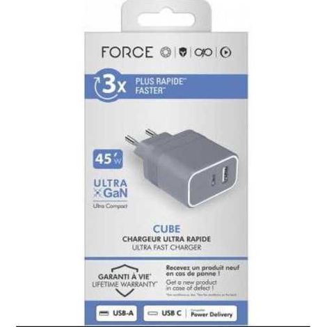 Cargador 45w Puerto Usb-C + Usb-A Gris F152527 METRONIC