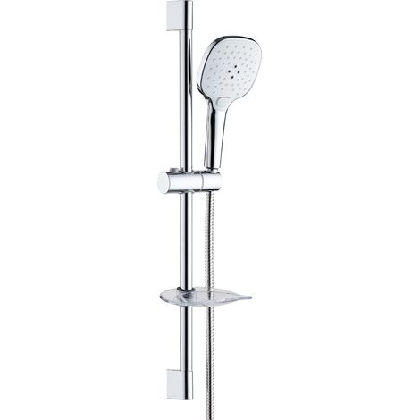 Schläfer 1317100 Set Doccia Completo Cromato con Colonna Saliscendi, Doccetta a 3 Getti con Sistema Anticalcare, Flessibile Doccia Incluso (1/5)