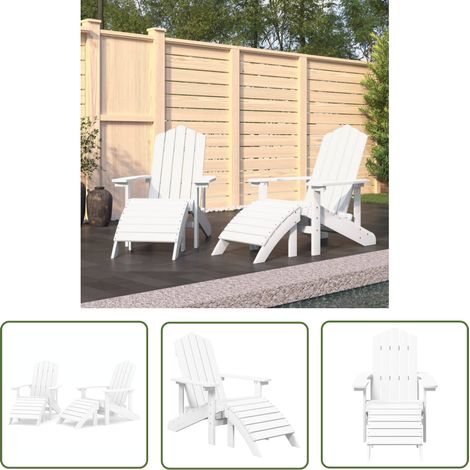 The Living Store Adirondack-Gartenstühle 2 Stk. mit Hockern HDPE Weiß - Adirondack Sessel - Gartenstuhl - Balkonmöbel - Outdoor Möbel - Gartenhocker (1/5)