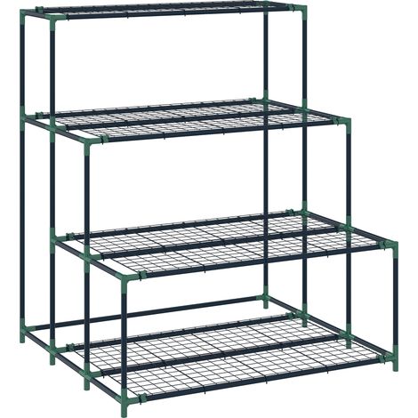 Scaffale Porta Piante 94x84x110 cm a 4 Livelli in Acciaio Verde Scuro (1/5)