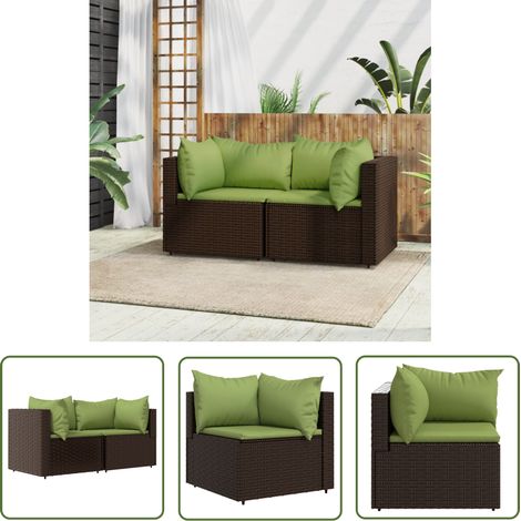 The Living Store Canapés d'angle de jardin et coussins2pcs marron résine tressée - Canape De Jardin - Canapé Extérieur - Mobilier De Jardin - Meubles De Jardin - Set De Salon De Jardin (1/5)