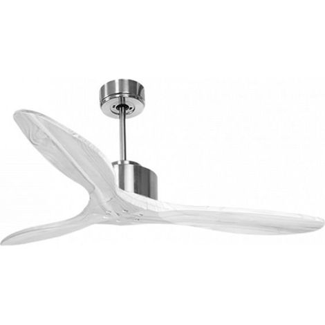 Modulo de KlassFan - Super destratificateur et ventilateur DC 132 cm Chrome pales bois blanc sans Lumière  25 à 40 m² (1/5)