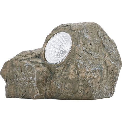 Caja para llaves de piedra artificial, adorno decorativo de resina con aspecto de piedra, con iluminación LED para jardín, patio o uso en interiores. (1/5)