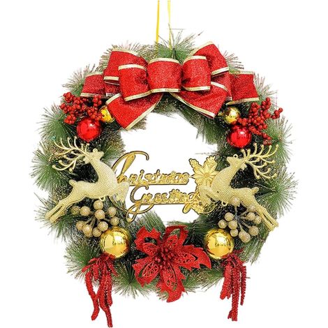 Ghirlanda di Natale – Albero di pino artificiale resistente, design realistico per porta d'ingresso, parete, decorazione per feste – Organizzatori di casa ed eventi – Scuro