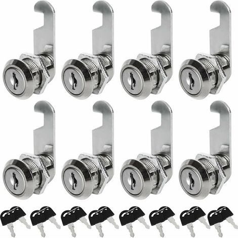 Lot de 8 Serrures Boîte aux Lettres Universelle, 30mm Serrure Armoire Metallique, Barillet Boite aux Lettres en Alliage de Zinc avec 16 Clés pour Tiroir, Armoire, Placard, Boîte aux Lettres (1/5)