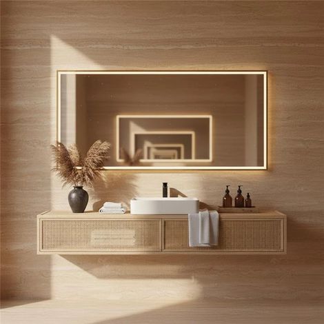 Exagonshop Specchio 100x80 illuminato oro spazzolato Torino