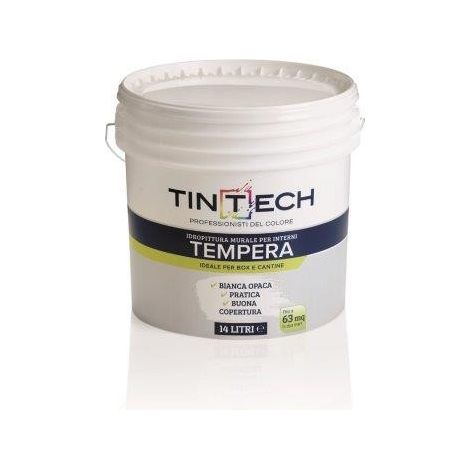 Tintech Idropittura Tempera per Cantine e Garage - Bianco Opaco 14 l