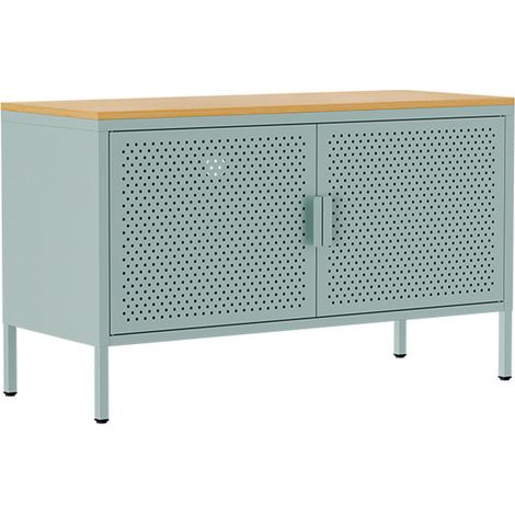 Buffet moderne 2 portes L100 cm en métal vert sauge