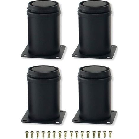 4 pièces 8 cm en acier inoxydable noir pieds de meuble réglables en métal pour pieds d'armoire canapé base de table remplacement des pieds de meubles, noir, 8 cm pour un usage domestique (1/5)