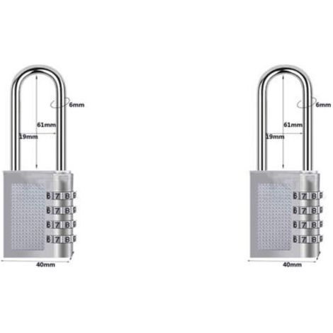 [2 Stück] 4-stellige Zahlenkombinations-Vorhängeschloss, wasserdichtes Zahlenschloss, wetterfestes Metall und stahlbeschichteter Zahlenschlossverschluss (17B-L Elektrisches Weiß) (1/5)