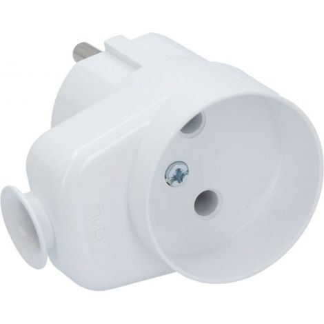 Winkelstecker mit Buchse b/u 16A 2P 250V weiß WT-16U/G K2