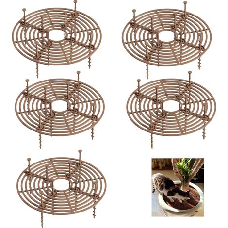Housse de protection pour pot de fleurs contre les animaux - Grille de pot de fleurs avec découpe centrale - Protection du sol pour plantes (5 pièces, 19 cm)