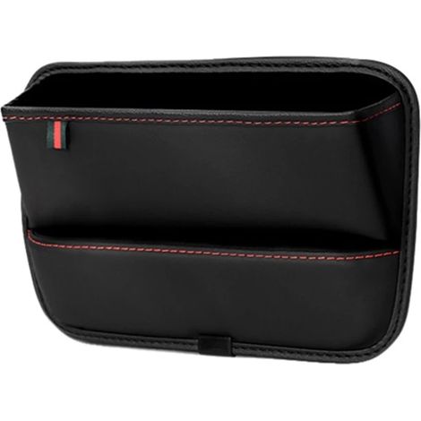 (Noir) Accessoires de rangement universels pour l'intérieur de voiture : console latérale en similicuir noir, espace entre les sièges avant et latéraux, pour une organisation optimale. (1/5)