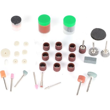 Ortviai Lot de 105 accessoires pour outil rotatif 3 mm – meules, brosses, disques et pâtes de polissage en émeri (1/5)