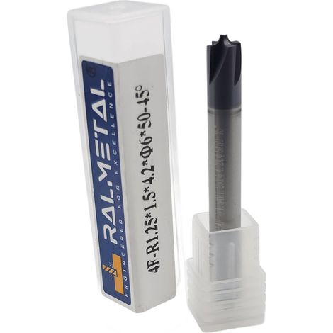 Fresa cóncava de cuarto de vuelta R1.25 x 1.5 x 4.2 x 6D x 50 mm 45 HRC (1/4)