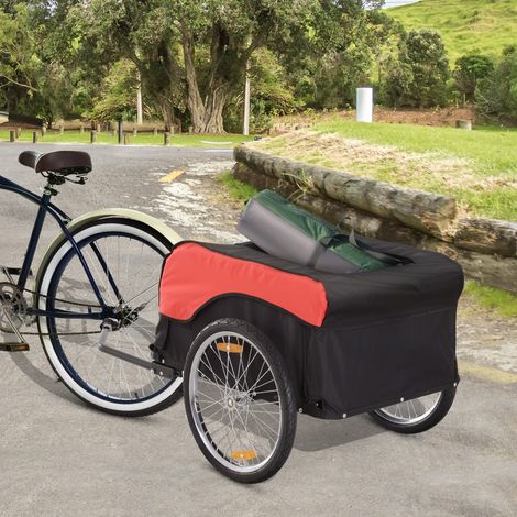 Remorque de transport, remorque cargo, remorque à vélo, remorque cargo pour vélo, CargoTrailer (rouge-noir) (1/5)