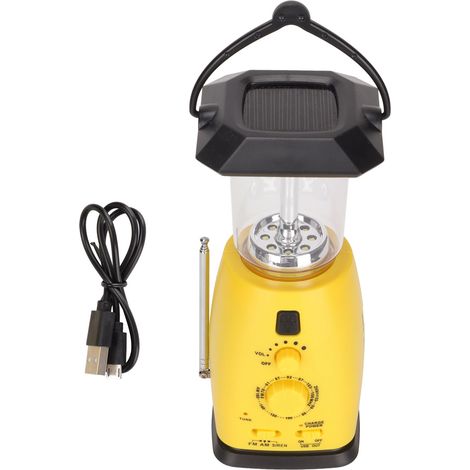 Radio à manivelle RD249, lampe de camping solaire rechargeable, radio d'urgence multifonction avec lampe torche, chargeur portable mains-libres (1/5)