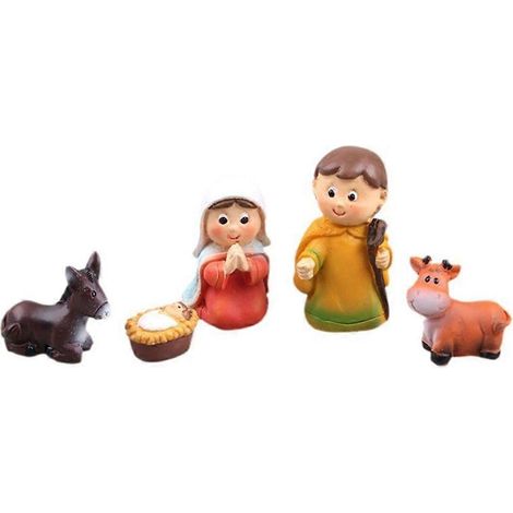 Crèche de Noël traditionnelle en résine, figurine décorative pour église, maison ou sapin, idéale pour la décoration de Noël. (1/4)