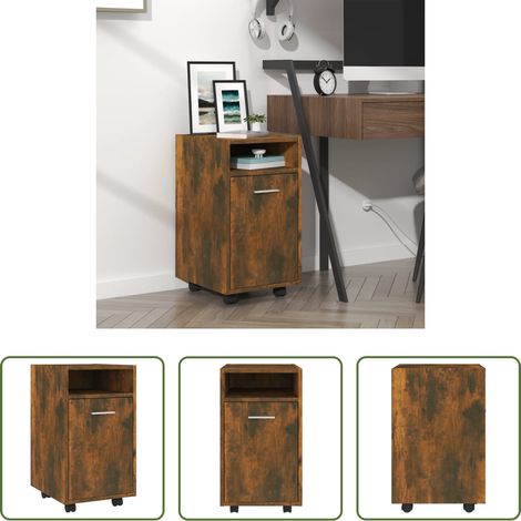 vidaXL Räuchereiche -  Beistellschrank mit Rollen Räuchereiche 33x38x60 cm (1/5)