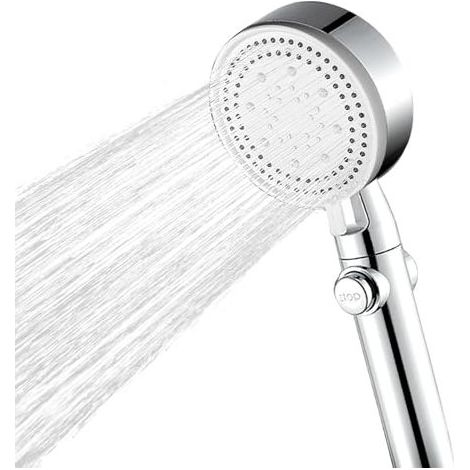 Pommeau de douche, pommeau de douche à économie d'eau, douchette à main haute pression avec 4 types de jets, pommeau de douche à économie d'eau avec fonction d'arrêt, pommeau de douche réglable univer (1/5)