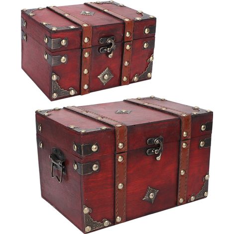 Coffret Vintage en Bois 2 Pièces, Valise Multifonctionnelle pour Cartes Postales, Souvenirs et Photos, Rangement Décoratif Ancien (1/5)