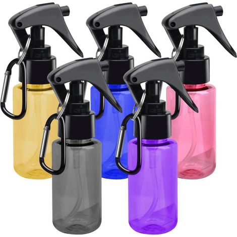 Set of 5 x 60ml spray bottles - Small spray bottle with clip - Mini portable alcohol spray bottle - Hair care - Cleaning - Sprayer (1/5)