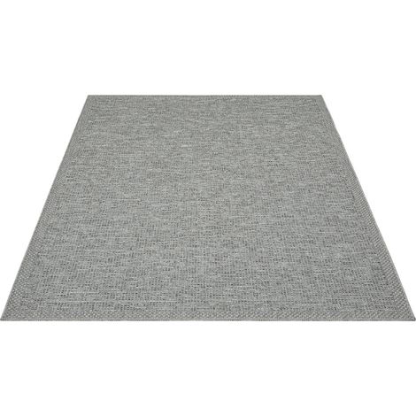 FLOORNOVO In- & Outdoor Teppich Grau Fischgrätmuster - 200 x 140 cm - Flachgewebe für Garten Balkon Terrasse und Innenbereich - Robust & Pflegeleicht - einsetzbar im Innen- und Außenbereich (1/2)