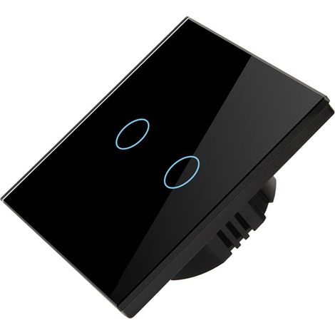 Interrupteur Intelligent WiFi 2 Voies Noir, Contrôle par Application, Voix et Tactile, Compatible Google Home et Tuya, Fréquence RF433, AC 90-240V (1/5)