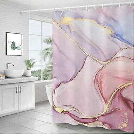 Rideau de douche effet marbre rose, rideau de douche moderne à effet marbre abstrait, anti-moisissure, imperméable et lavable en polyester.
