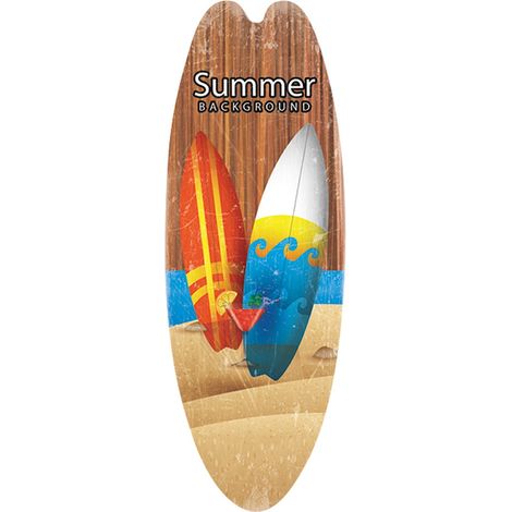 Panneau Décoratif En Bois - Motif Plage Été Surf - Pour Porte D'Entrée Mur Bar Intérieur - 45 x 16 cm - 1 Pièce (1/5)