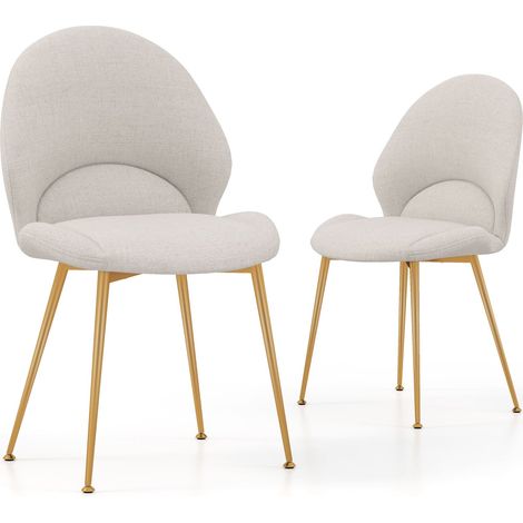 Dining Chairs Set of 2 Upholstered Accent Chairs w/ Curved Backrest (1/5)